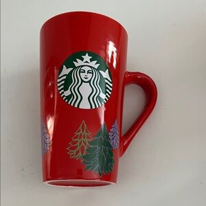 Starbucks Red Mug with Festive Tree Design